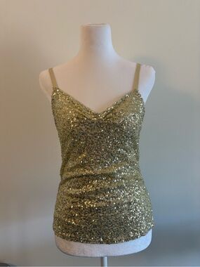 Gold Sequin Cami Tank Top Y2K Party Going Out